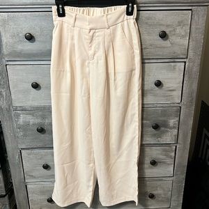 Cream wide leg dress pant